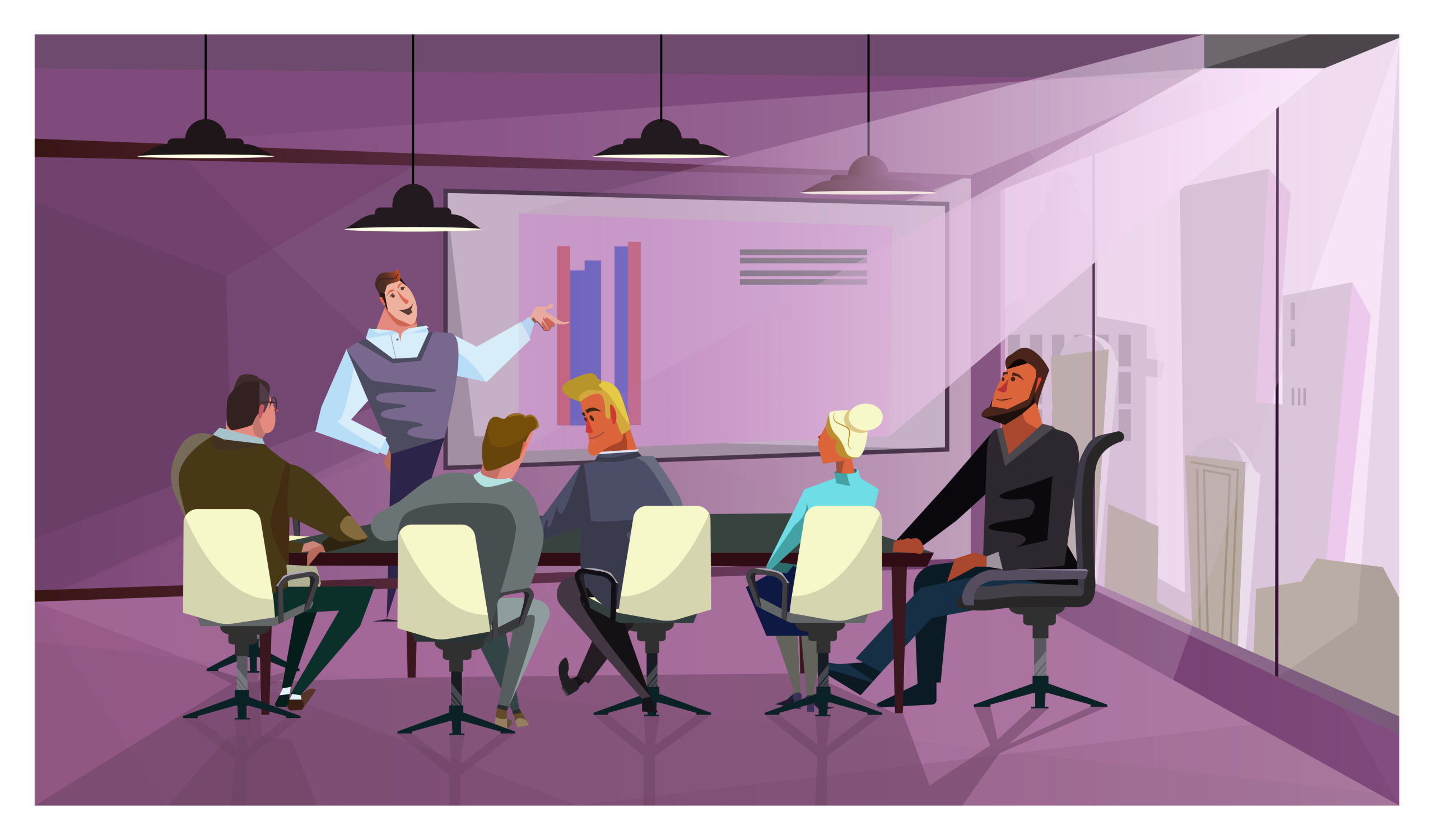 Business people discussing company finances vector illustration